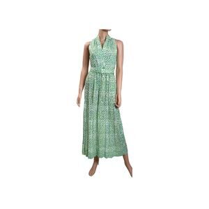 60s Anne Fogarty Green Polka Dot Sequin Accents Fit & Flare Junior Dress Sz XS